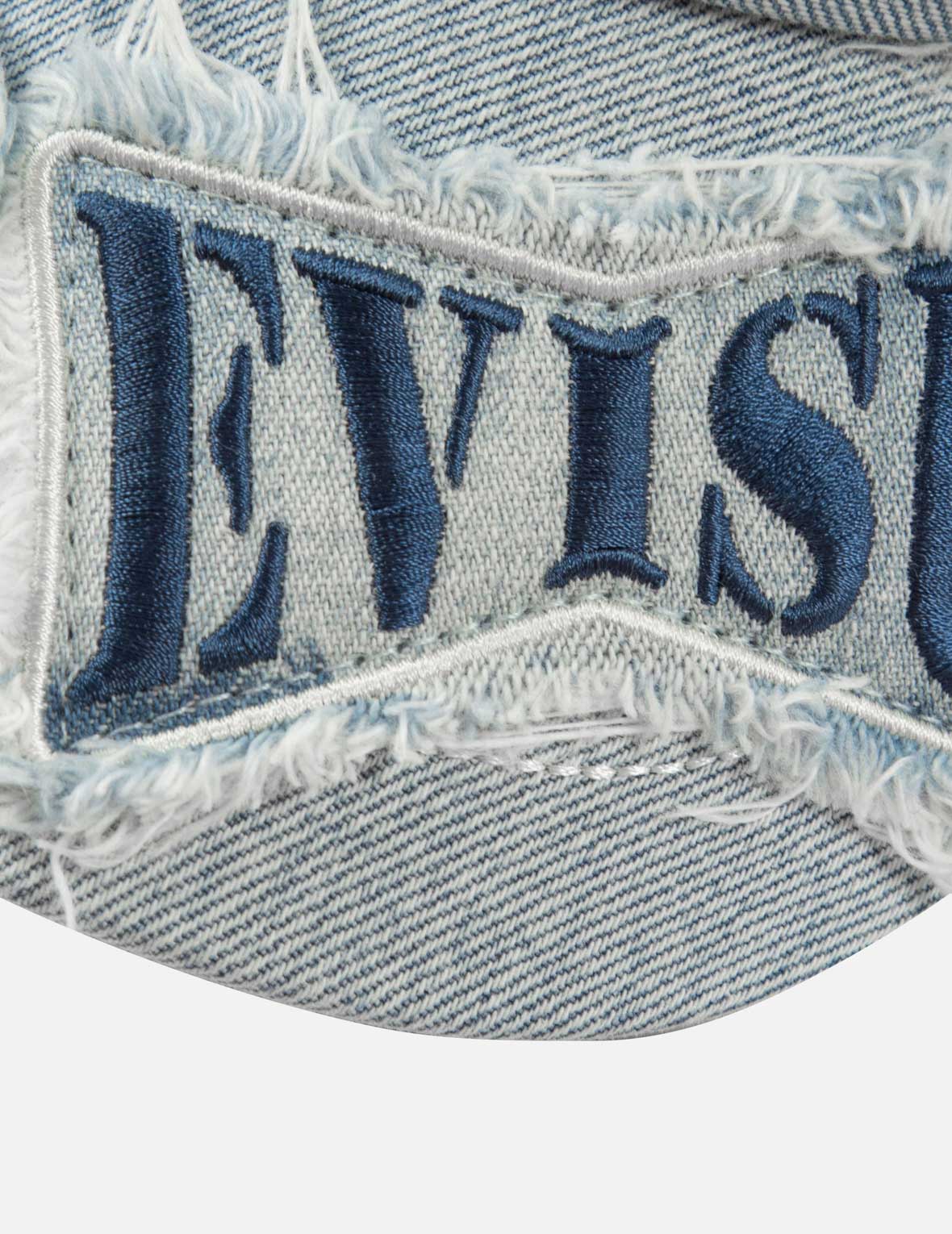 Multiple Distressed Logo and Godhead Patch Denim Cap