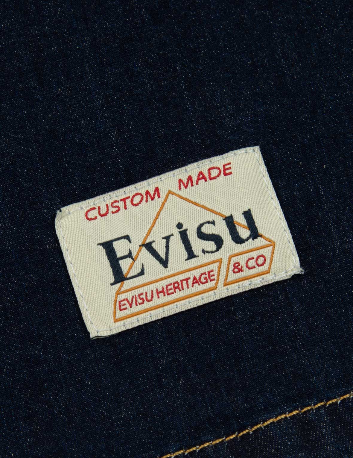 Logo Embroidery Off-Shoulder Denim Blouse