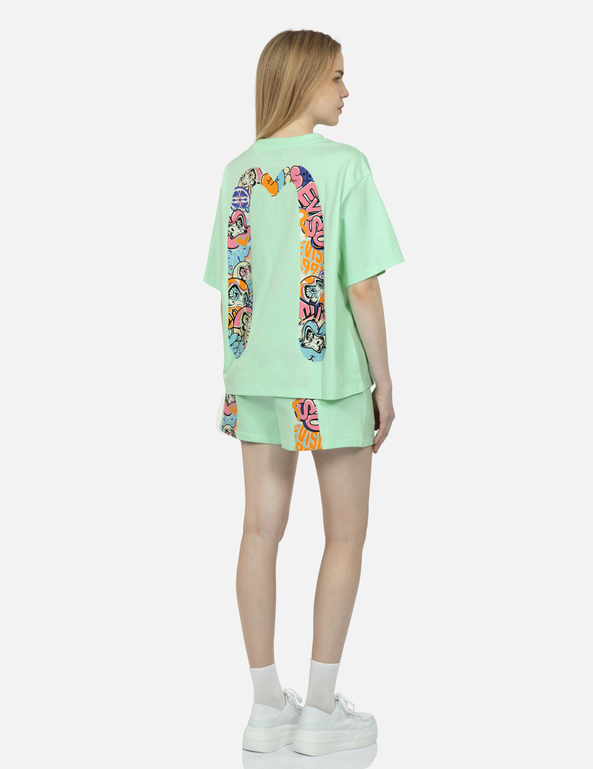 Graffiti Daruma Daicock Print Sweat Shorts