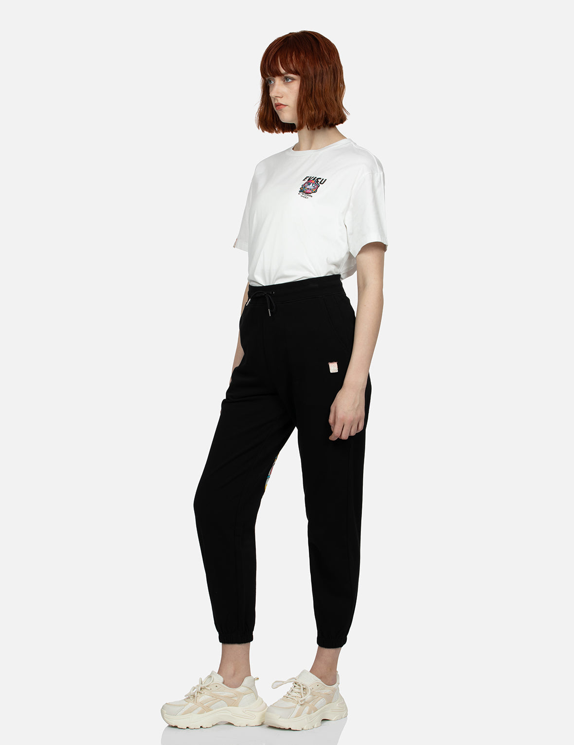 Daruma and Fortune Cat Print Daicock Loose Fit Sweatpants