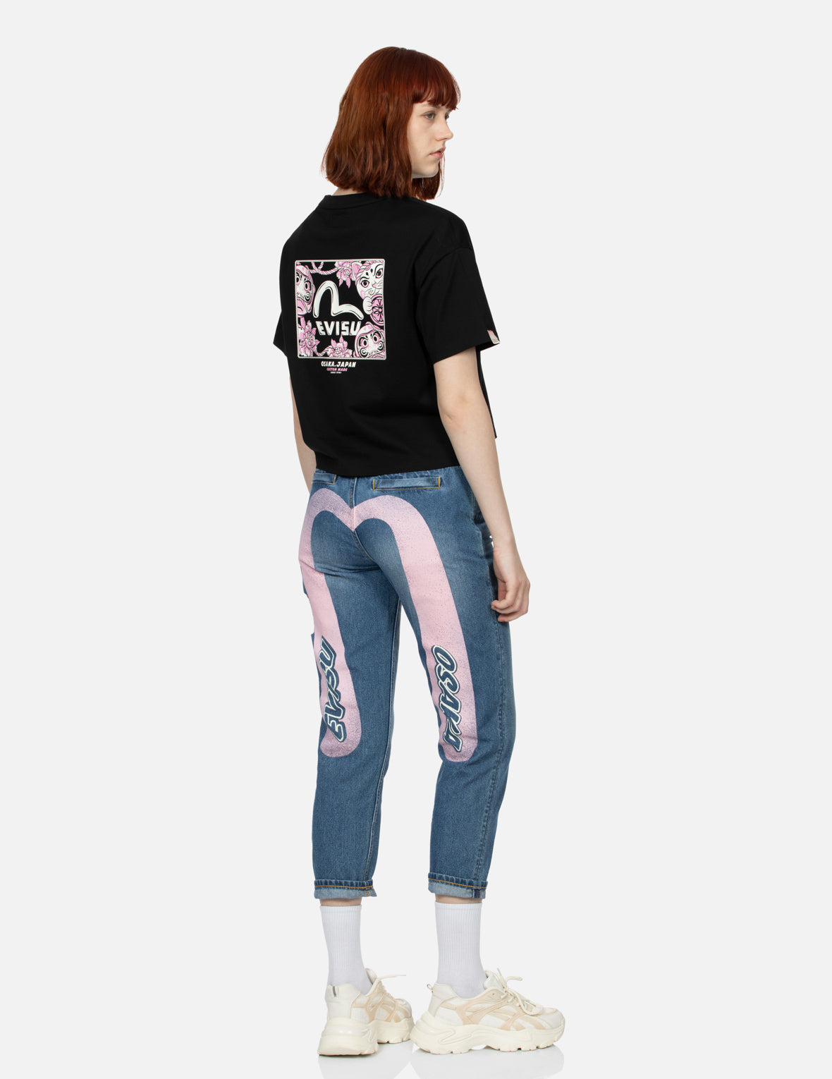 Cherry Blossom and Festival-Themed Daruma Cropped T-shirt