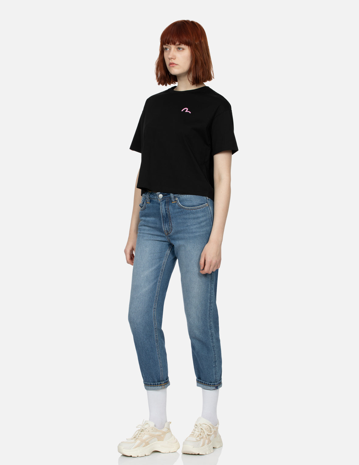 Cherry Blossom and Festival-Themed Daruma Cropped T-shirt
