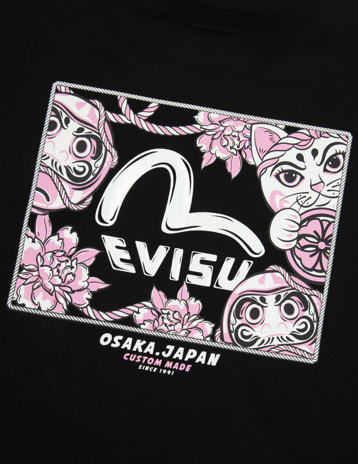 Cherry Blossom and Festival-Themed Daruma Cropped T-shirt