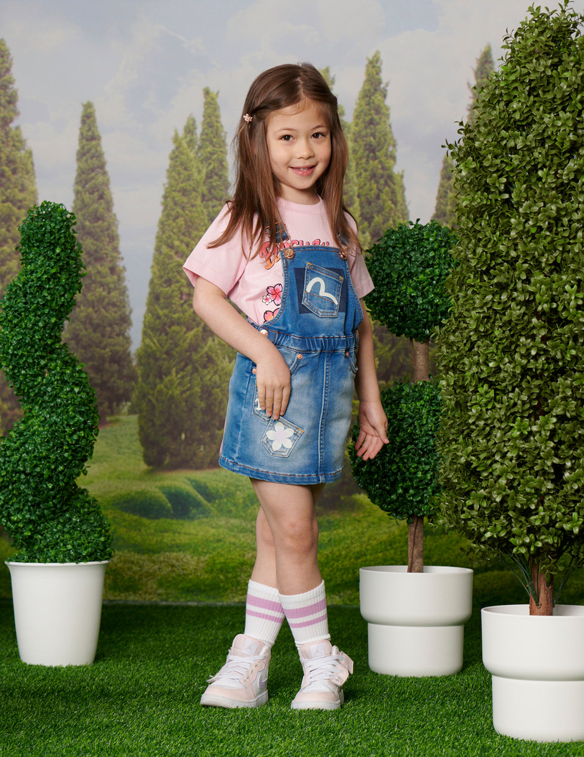 Multi-Pocket and Daicock Print Regular Fit Dungaree Denim Dress